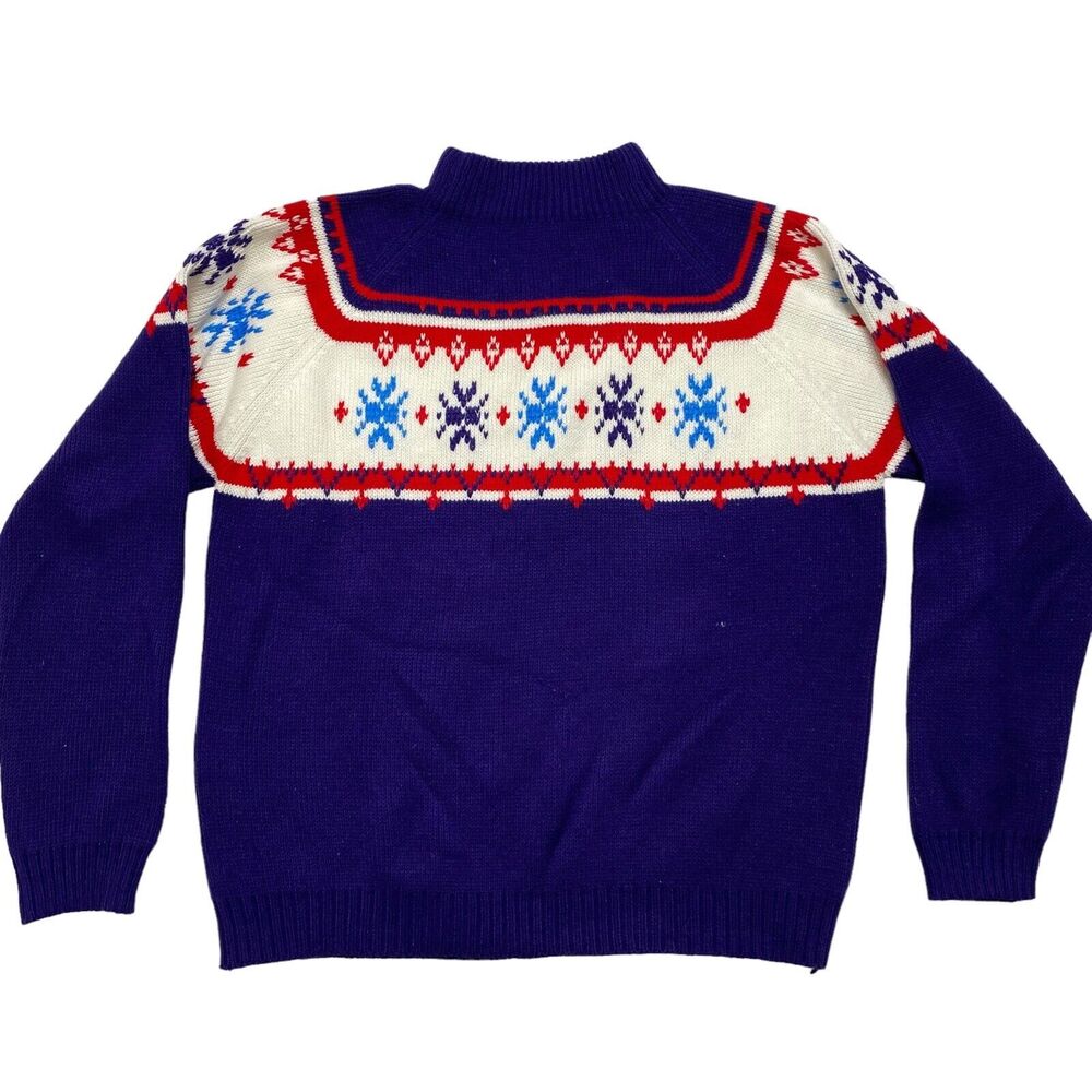 Vintage MONTGOMERY WARD Patriotic Winter Snowflake Fair Isle Sweater XL Mens